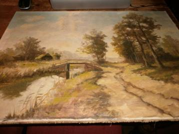 olieverfschilderij landschap giethoorn? gesigneerd woudstra beschikbaar voor biedingen