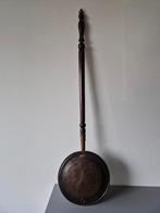 Oud antieke grote bed pan/ warmer hout / koper 112 cm lang, Ophalen, Koper