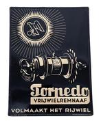 Blikken reclamebord uit 1937 - Torpedo Vrijwielnaaf, Ophalen of Verzenden, Gebruikt, Reclamebord