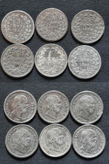 6 X 5 cent Willem III  beschikbaar voor biedingen