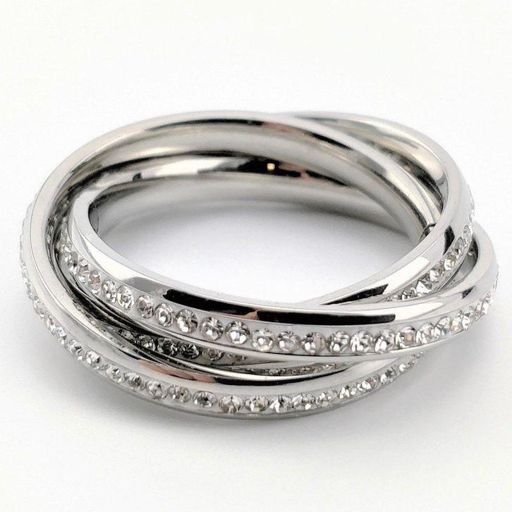 ring, Sieraden, Tassen en Uiterlijk, Ringen, Nieuw, Dame, 17 tot 18, Zilver, IJzer of Staal, Met kristal, Verzenden