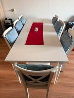 Eettafel Ingatorp + 6 of 7 eetkammerstoelen Ingolf, Huis en Inrichting, Ophalen, Zo goed als nieuw, Wit, 4 tot 6 stoelen