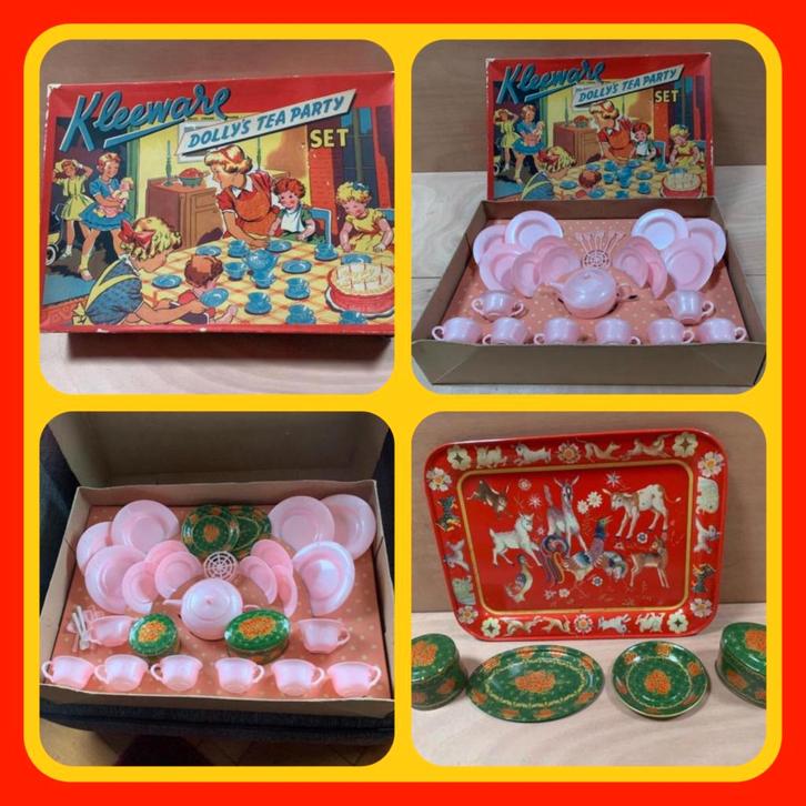047 Kinderservies en Dienblad +/- 70 jaar oud, Verzamelen, Speelgoed, Ophalen of Verzenden