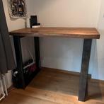 Industriële hoge houten tafel met stalen onderstel - LOODS5, Huis en Inrichting, Tafels | Eettafels, Ophalen, 100 tot 150 cm, 50 tot 100 cm