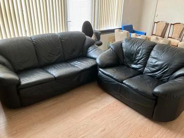 Zwart bankstel: 3-zits & 2-zits - Goede staat! beschikbaar voor biedingen