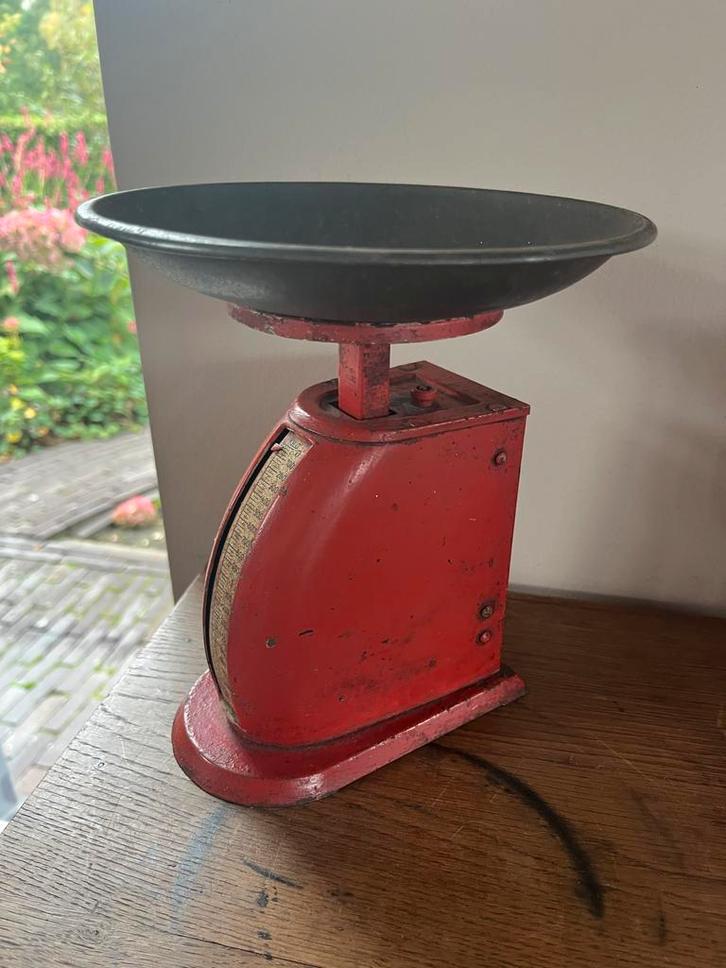Vintage Rode Keukenweegschaal, Antiek en Kunst, Antiek | Keukenbenodigdheden, Ophalen of Verzenden