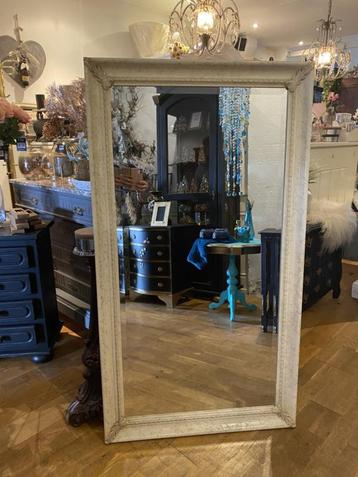 Grote facet geslepen spiegel crème, vintage wandspiegel VdlM beschikbaar voor biedingen