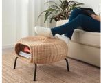 Ikea rotan bijzetten voetenbankje nachtkastje rotan metaal, 45 tot 60 cm, Minder dan 55 cm, Rond, Ophalen of Verzenden