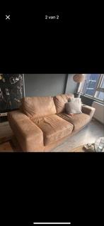 Bruine leren bank - Comfortabel en stijlvol! (OPHALEN), Huis en Inrichting, Banken | Bankstellen, Gebruikt, Driepersoons, Ophalen of Verzenden