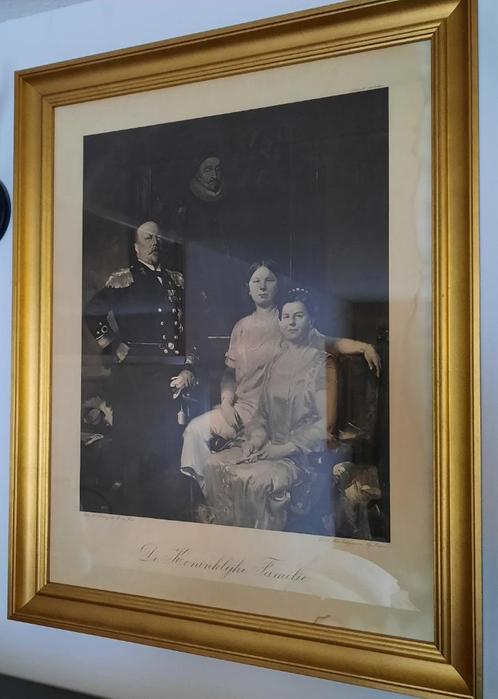 Ingelijste prent achter glas-Wilhelmina, Juliana en Hendrik, Verzamelen, Koninklijk Huis en Royalty, Zo goed als nieuw, Kaart, Foto of Prent