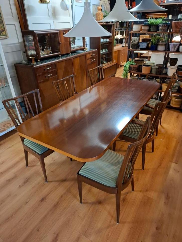 Vintage A.A.Patijn stoelen eettafel teak tafel design, Huis en Inrichting, Complete eetkamers, Zo goed als nieuw, 4 tot 6 stoelen