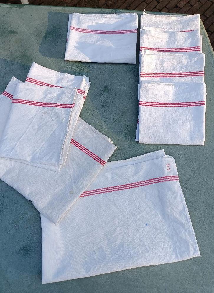 8 Vintage keukendoek theedoek linnen katoen 58 x 82 cm (MM1), Huis en Inrichting, Keuken | Textiel, Gebruikt, Theedoek of Handdoek