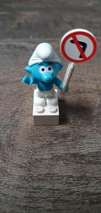 Lego Smurf met Verkeersbord - Figuurtje, Ophalen of Verzenden