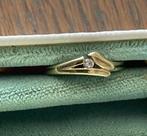 GOUDEN RING klein maatje 14 krt goud met zirkonia - WD014, Waddinxveen, Gebruikt, Ophalen of Verzenden, Kleiner dan 17