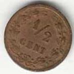 1/2 halve Cent 1891 Willem III (zeldzaam), Postzegels en Munten, Munten | Nederland, Verzenden, Koning Willem III, Overige waardes