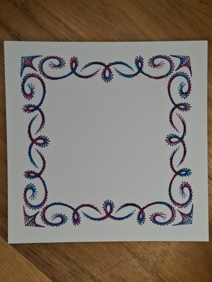 Geborduurde opleg kaart basiskaart wit, Hobby en Vrije tijd, Kaarten | Zelf maken, Zo goed als nieuw, Blanco kaart of Basiskaart