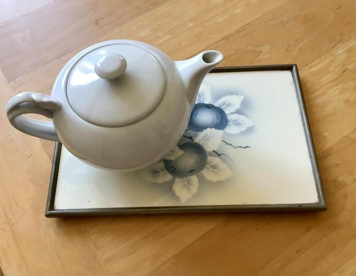 Antiek Aardewerk dienblad / serveeronderstel voor thee etc, Antiek en Kunst, Curiosa en Brocante, Verzenden