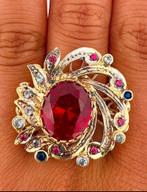 Grote gouden ring 9 karaat zie foto's, Sieraden, Tassen en Uiterlijk, Ringen, Ophalen, Zo goed als nieuw, 17 tot 18, Met edelsteen