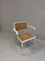 Italiaanse rieten stoel - Marcel Breuer stijl, Huis en Inrichting, Ophalen, Gebruikt, Wit, Metaal