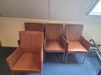 vier eetkamerstoelen - leren bekleding, Huis en Inrichting, Stoelen, Ophalen, Gebruikt, Bruin, Leer