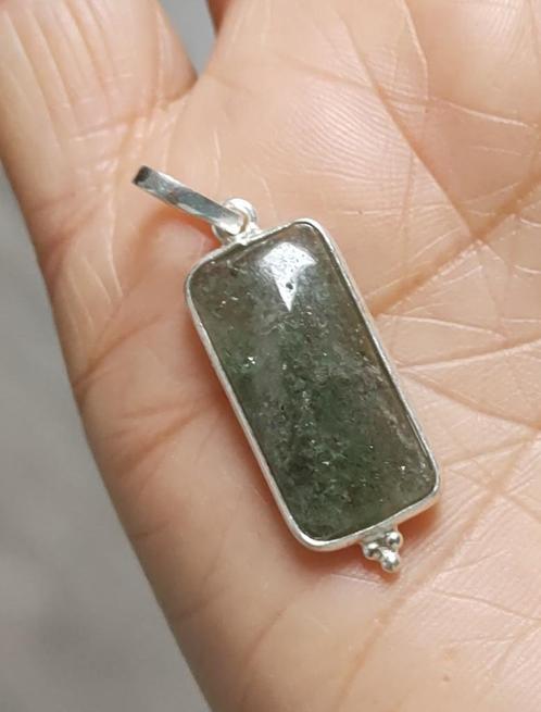 zilveren hanger met natuurlijke Aventurijn steen zilver 925, Sieraden, Tassen en Uiterlijk, Kettinghangers, Nieuw, Zilver, Groen