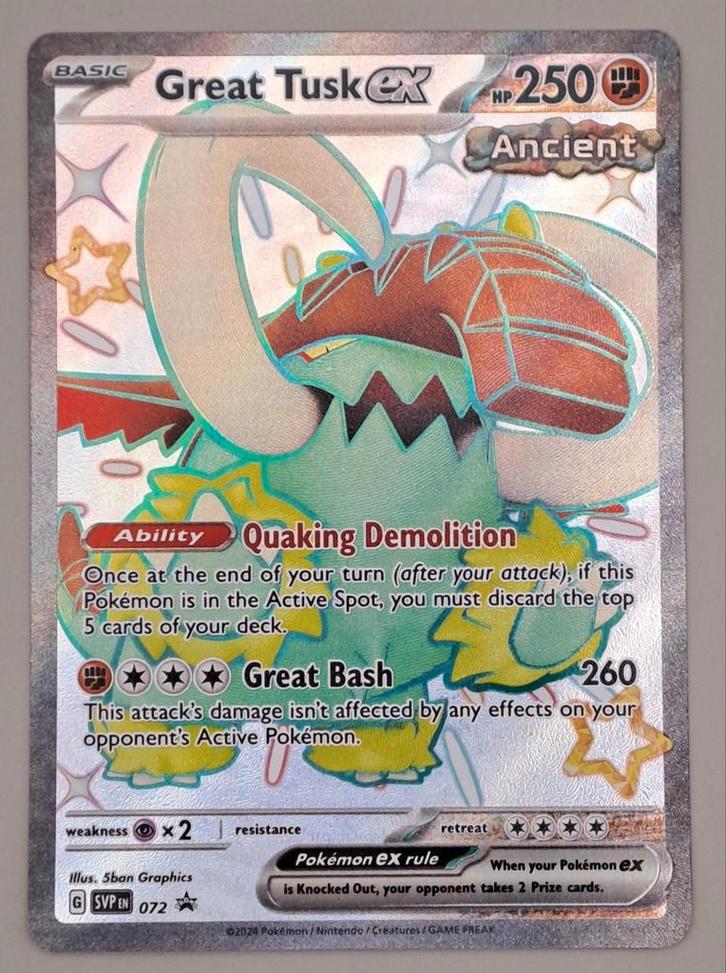 Great Tusk SVP072, Hobby en Vrije tijd, Verzamelkaartspellen | Pokémon, Zo goed als nieuw, Losse kaart, Foil, Ophalen of Verzenden