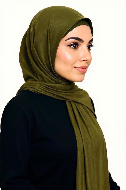 Jersey Hijab – Olijf Groen (Olive Essence), Kleding | Dames, Mutsen, Sjaals en Handschoenen, Zo goed als nieuw, Sjaal, Ophalen of Verzenden