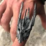 LOTR Sauron Helm ring, Ring of power m7, 9.5,10,11,12 en 13!, Overige kleuren, IJzer of Staal, Nieuw, Ophalen of Verzenden