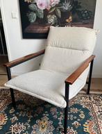 Loods 5 fauteuil teddy beige hout Irma Boucle, Huis en Inrichting, Fauteuils, Ophalen, Zo goed als nieuw, 75 tot 100 cm, Stof
