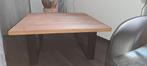 Mangohouten salontafel. Houten blad. Metalen poten., Ophalen, 50 tot 100 cm, Vierkant, 50 tot 100 cm