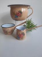 emaille 3-delige set ; schenkkannetje , steelpannetje , po, Antiek en Kunst, Ophalen of Verzenden
