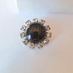 Oude vintage broche zwarte steen strass, Sieraden, Tassen en Uiterlijk, Antieke sieraden, Verzenden, Overige materialen, Broche