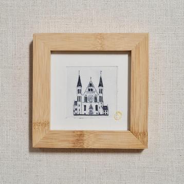 Ets Ridderzaal Den Haag 10x10 cm incl lijst beschikbaar voor biedingen