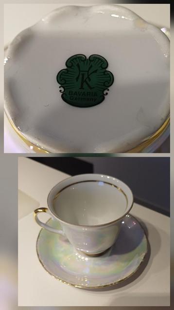 Vintage parelmoer kop en schotel  HK Bavaria  beschikbaar voor biedingen