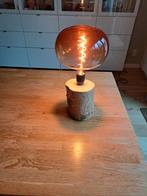 Bijzondere handgemaakte lamp met houten voet, Ophalen, Gebruikt, Modern, Minder dan 50 cm