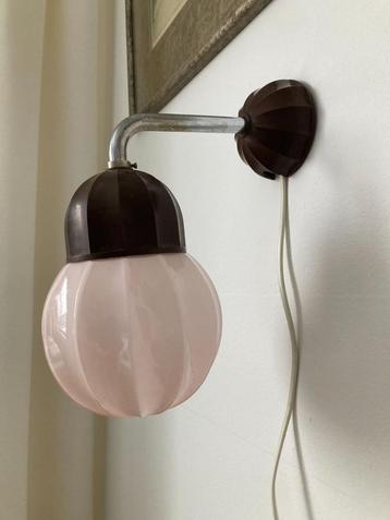 jaren 30 art deco lamp wandlamp bakeliet glas Thabur