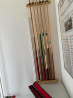 biljartkeu6 stuks aan wandr m. koffer  zo goedals nieuw, Sport en Fitness, Biljarten en Poolen, Ophalen, Zo goed als nieuw, Keu of Ballen