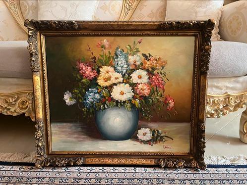 Prachtige olieverf bloemen schilderij, Antiek en Kunst, Kunst | Schilderijen | Klassiek, Ophalen of Verzenden