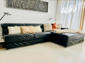 Comfy kalfsleren zwarte design hoekbank