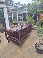 Mooi bank van bizon leer, Tuin en Terras, Ophalen of Verzenden, Hout