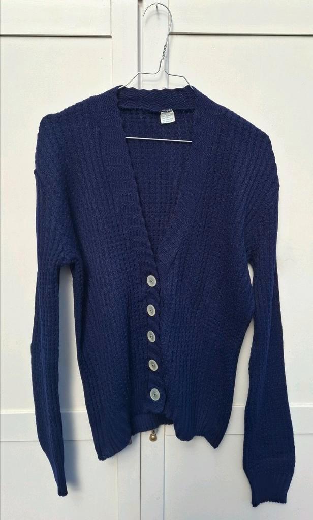 Vintage vest, maat 38/M - donkerblauw - v-hals - 90's, Kleding | Dames, Truien en Vesten, Gedragen, Maat 38/40 (M), Blauw, Ophalen of Verzenden
