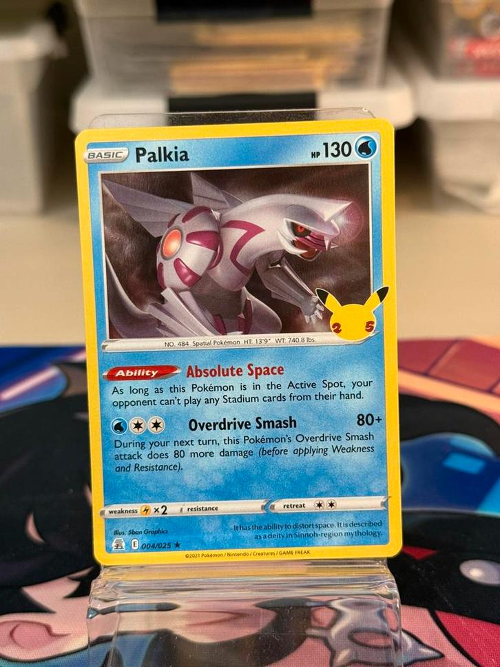 Palkia Holo - 4/25 Celebrations 25th Anniversary, Hobby en Vrije tijd, Verzamelkaartspellen | Pokémon, Nieuw, Losse kaart, Ophalen of Verzenden