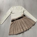 ZARA set wit truitje + bruin geruit rokje mt 140, Verzenden, Gebruikt, Meisje, Setje