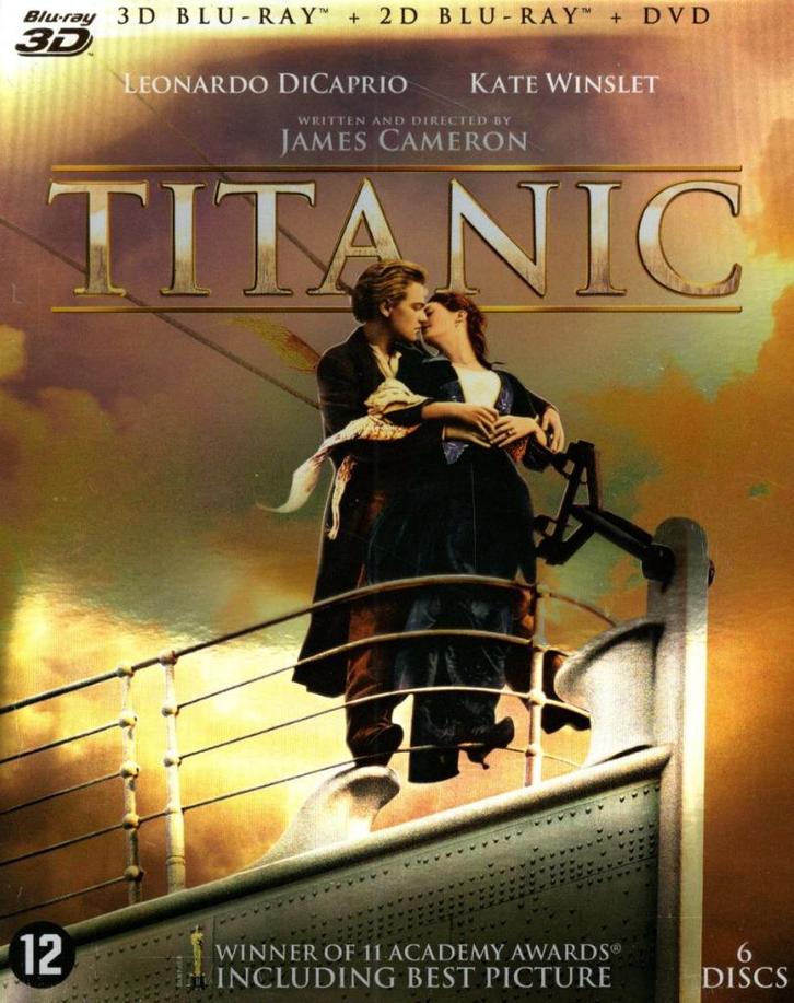 Titanic - 3D + 2D bluray + DVD - 6 disc - met slipcover - NL, Cd's en Dvd's, Blu-ray, Zo goed als nieuw, 3D, Ophalen of Verzenden