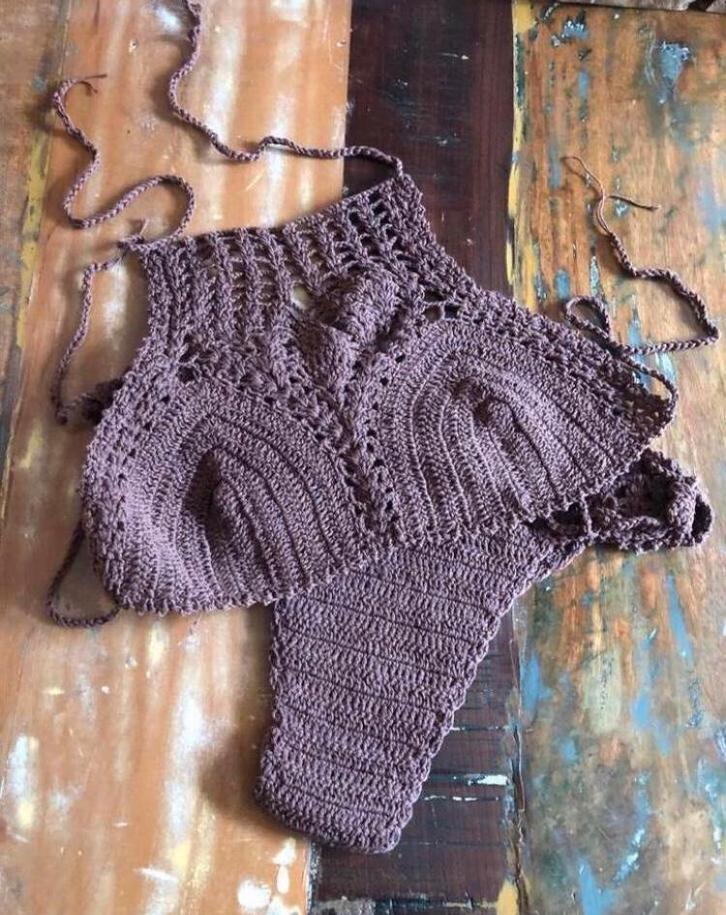 Nieuw crochet gehaakt bikini Bali bruin, Kleding | Dames, Badmode en Zwemkleding, Nieuw, Bikini, Bruin, Verzenden
