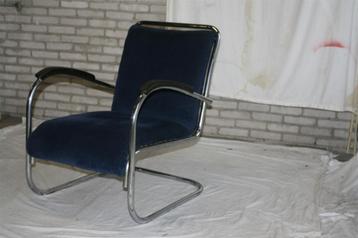 Vintage Paul Schuitema Jaren '50 D3 Fauteuil Blauw Corduroy beschikbaar voor biedingen