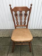 stoel eiken met leer 6 stuks, Ophalen, Gebruikt, Bruin, Hout