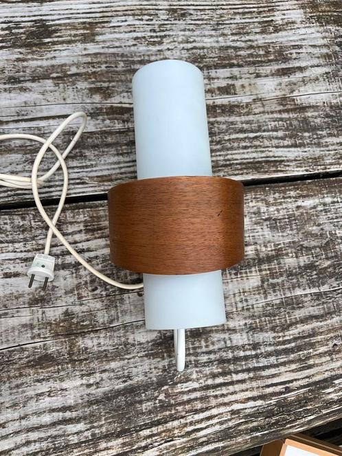 Philips Louis Kalff NX40 wandlamp teak glas metaal €295, Huis en Inrichting, Lampen | Wandlampen, Gebruikt, Glas, Hout, Metaal