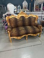 Barok goud panter bankje, Antiek en Kunst, Antiek | Meubels | Stoelen en Banken, Ophalen of Verzenden