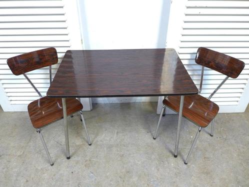 Mooi bruin retro vintage tafel, Huis en Inrichting, Tafels | Eettafels, Gebruikt, 50 tot 100 cm, 100 tot 150 cm, Rechthoekig, Kunststof
